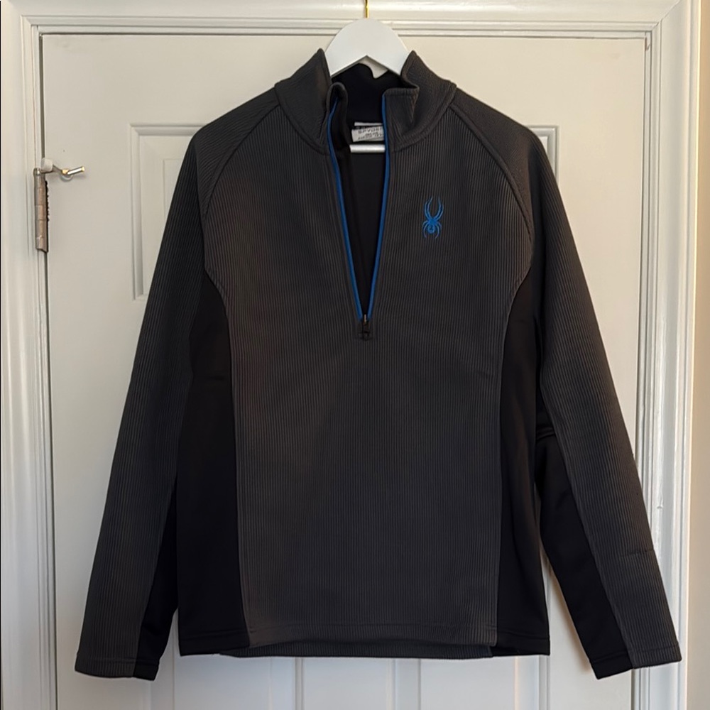 Spyder Men's Charcoal and Black Zip-Up Sweater